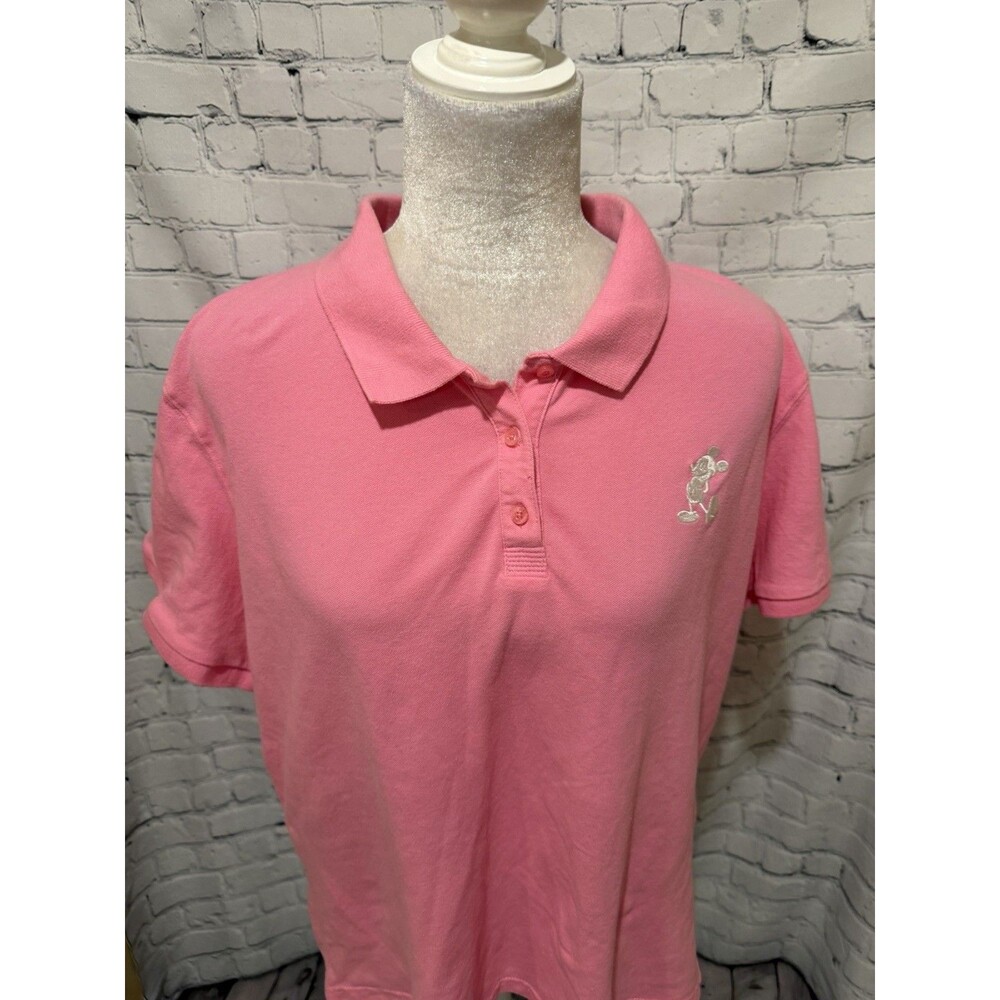 Disney Parks Walt Disney World Mickey Mouse Pink Polo Shirt Plus Size 1X - Picture 3 of 6